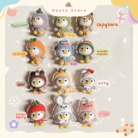 Móc Khoá Len Chim Cánh Cụt Mang Yếm Đội Mũ Trái Cây Thú Handmade Màu Pastel Quà Tặng Dễ Thương Độc Đáo