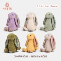 Gấu Thú Bông Thỏ Tai Hoa Colorful Beige Xanh Hồng Trắng Vàng Tím Bông Xù Quà Tặng Độc Đáo Lông Xù Siêu Mềm Mịn Dễ Thương