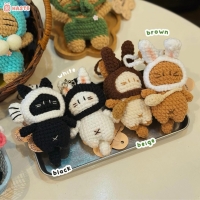 Móc Khoá Len Nhung Mèo Đội Nón Cá Cosplay Kitty Dễ Thương Handmade Quà Tặng Độc Đáo Thủ Công