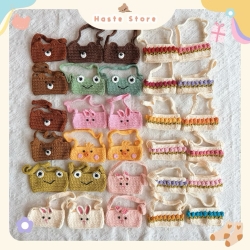 Quai Xách Ly Bằng Len Dệt Kiểu Dễ Thương Hình Thú Heo Thỏ Gấu Hoa Tulip Handmade