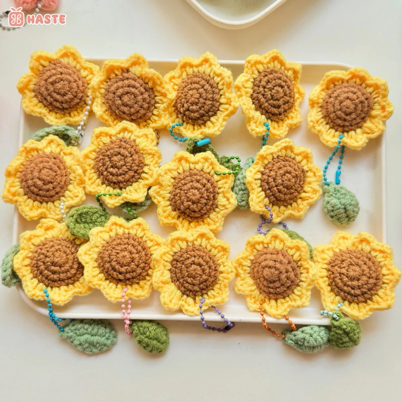 Móc Khoá Len Hoa Hướng Dương Bó Hoa Mini