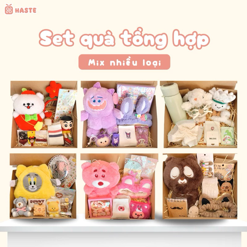 Set Quà Mix Gấu Bông Móc Khoá Bờm Tóc Tổng Hợp Đáng Yêu Cho Bạn Nữ