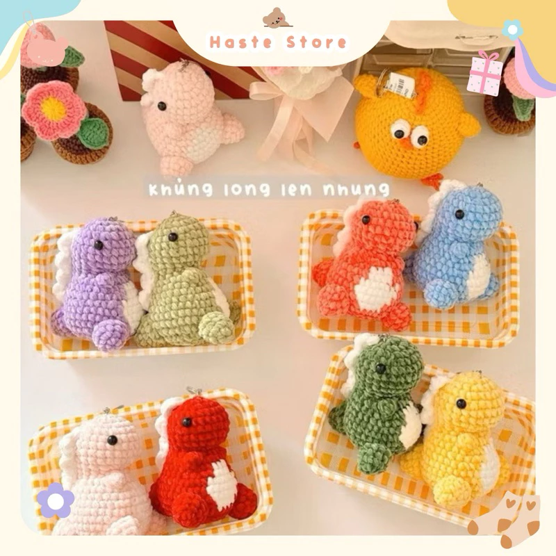 Móc Khoá Len Nhung Hình Con Rồng Dragon Khủng Long