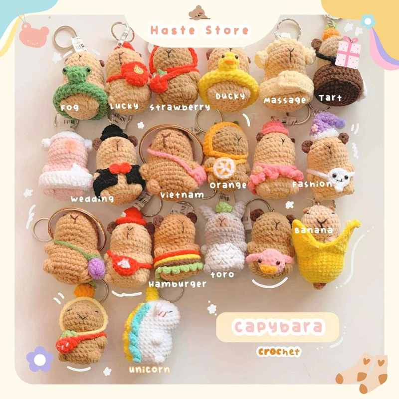 Móc Khoá Len Nhung Hình Capybara Handmade