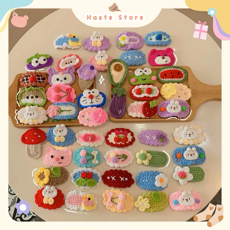 Kẹp Tóc Len Kẹp Mái Hình Thú Hình Hoa Tổng Hợp Dễ Thương