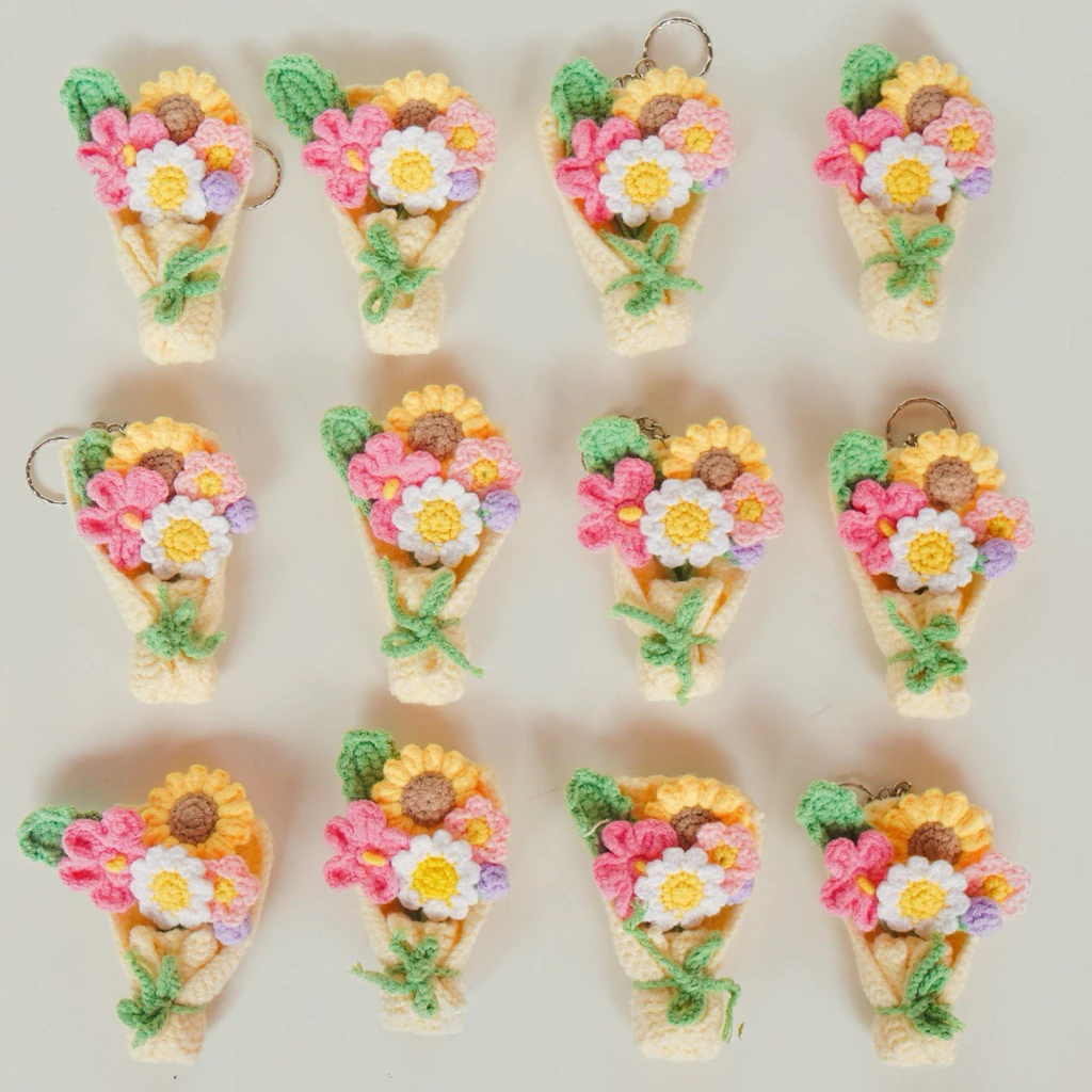 Móc Khoá Len Bó Hoa Mini Hướng Dương