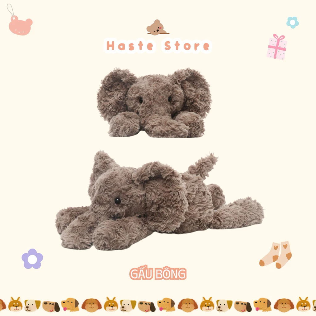Gấu Thú Bông Voi Ma Mút Nâu Nằm Lười Gấu Bông Độc Đáo