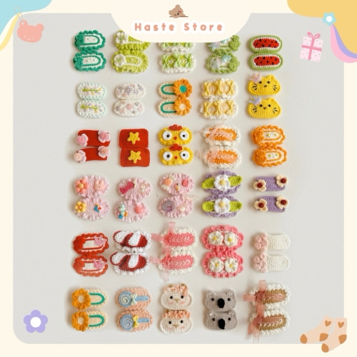 Kẹp Tóc Len Nhung Kẹp Mái Hình Thú Hình Hoa Tổng Hợp Dễ Thương Handmade Quà Tặng