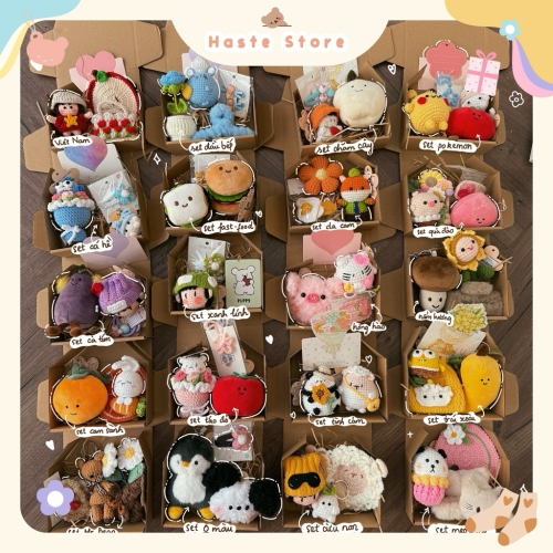 Set Quà Mộc Mạc Mix Gấu Bông Móc Khoá Gương Handmade Tổng Hợp Đáng Yêu Cho Bạn Nữ Giftset