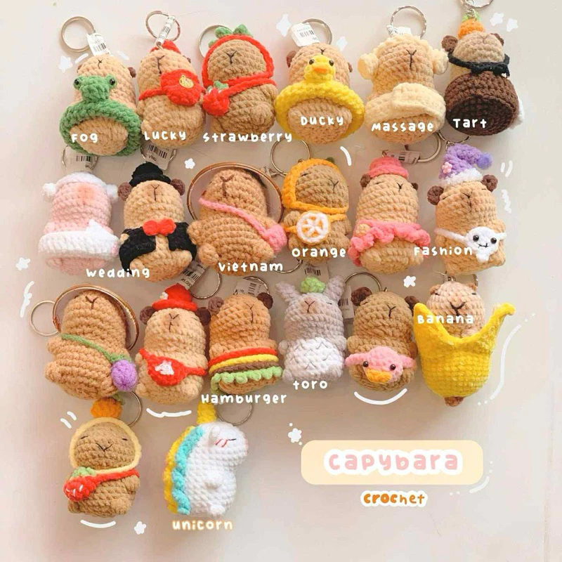 Móc Khoá Len Nhung Hình Capybara Handmade tại haste