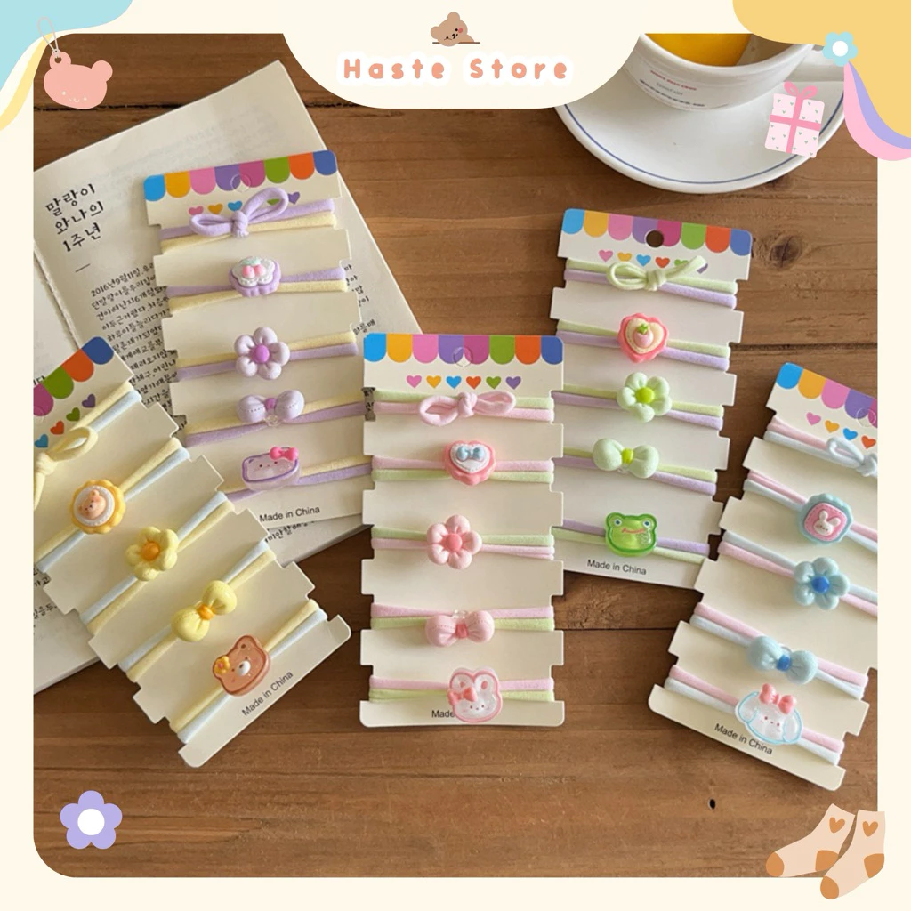 Set Scrunchie Cột Tóc 5 Cái Đính Charm Cute tại haste